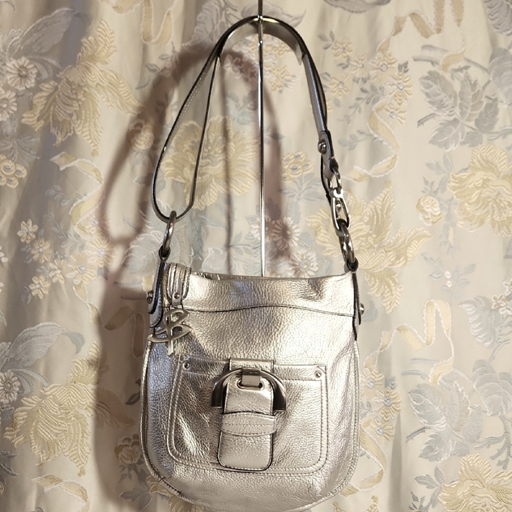 Silver B. Makowsky Metallic Silver Handbag/ Crossbody